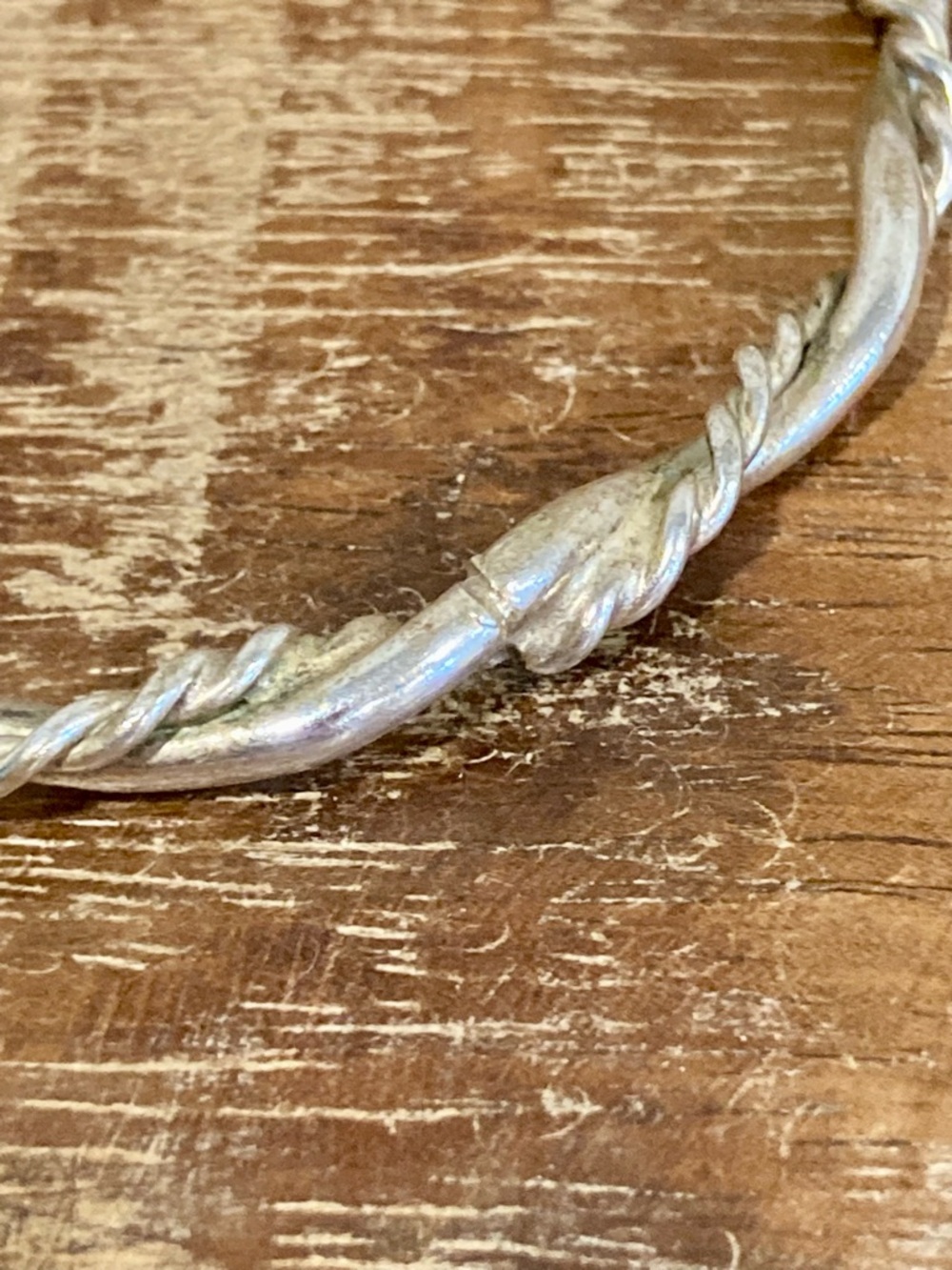 Twisted Wire Bangle Bracelet - Silver Tone - Picture 6 of 11
